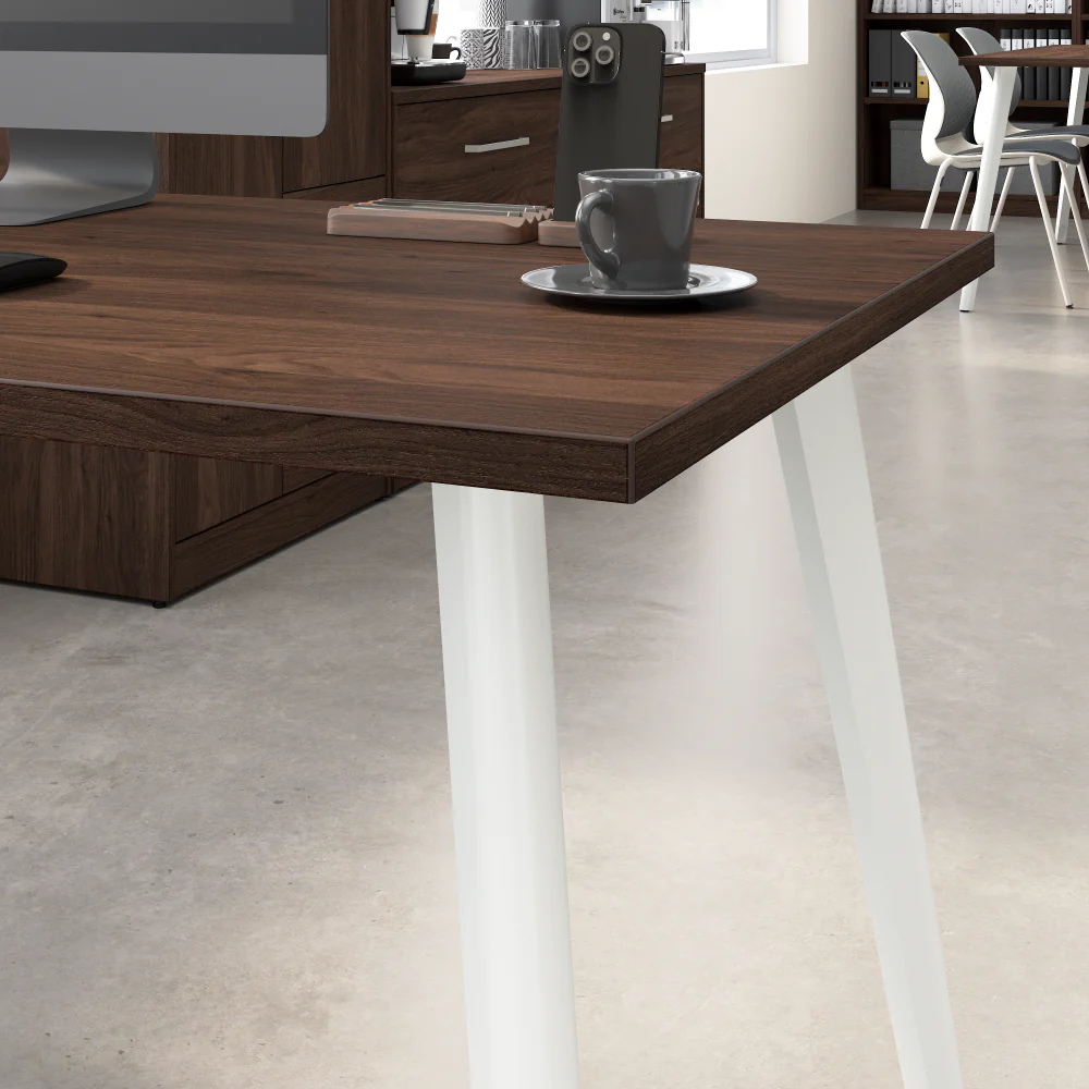 Vista 60W Desk with Splayed Metal Legs, Lateral File Cabinet, and Bookcase - Image 10