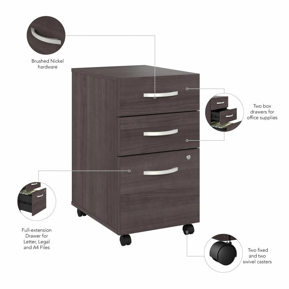 Hybrid 72W x 30D L Shaped Table Desk with Mobile File Cabinet - Image 28